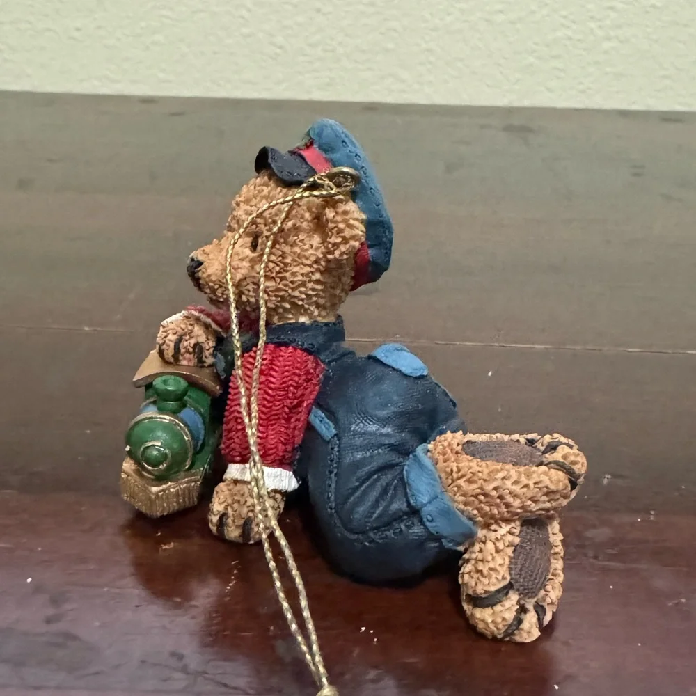 Teddy Bear With Train Christmas Holiday Ornament